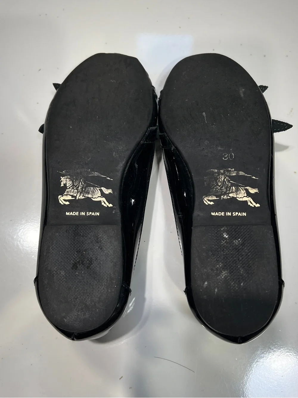 Burberry Black Patent Girls' Mary Jane Flats with Bow Trim